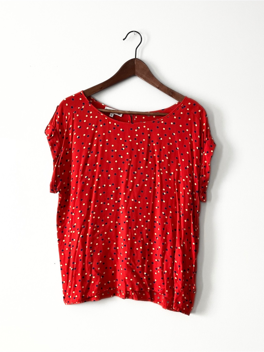 Jackpot Women's Red Short Sleeve Polka Dot Blouse